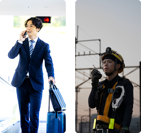 電車線工事の仕事風景